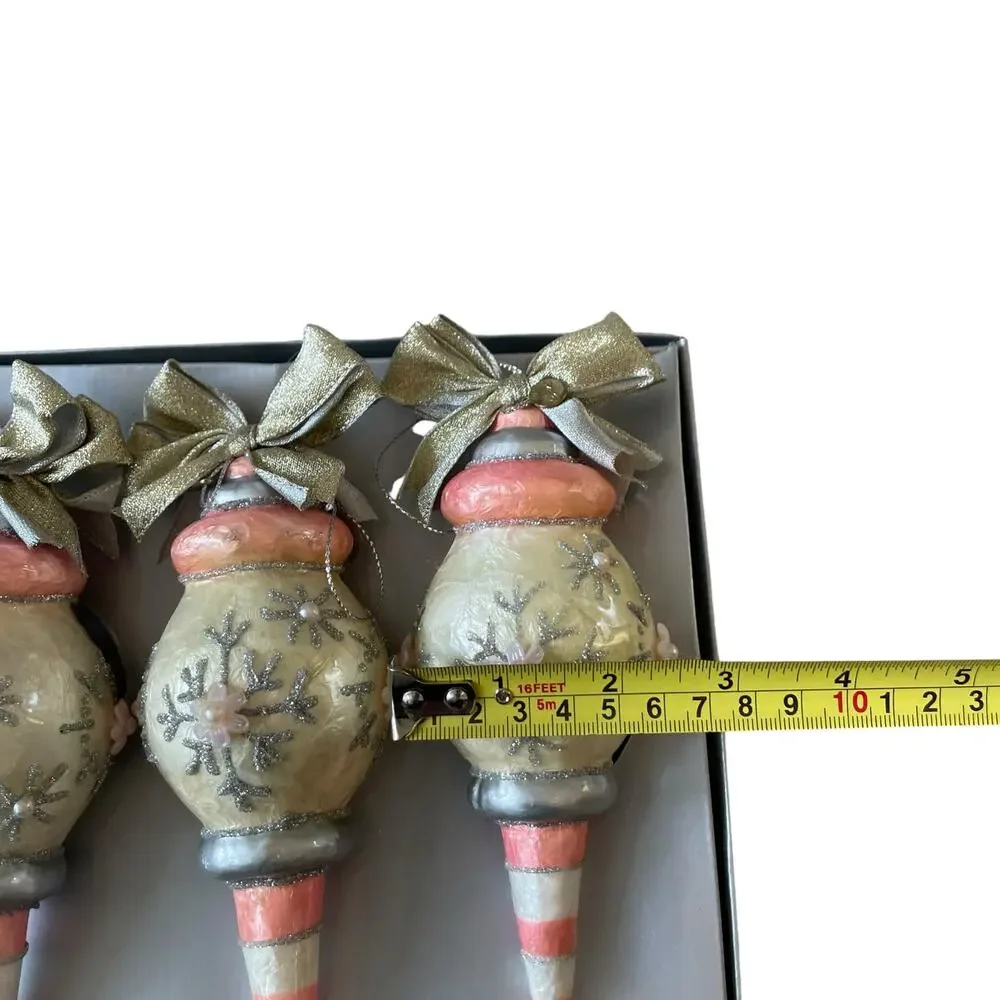 RETIRED Mackenzie-Childs Home Sweet Snow Capiz Ornament Set of 3 NEW